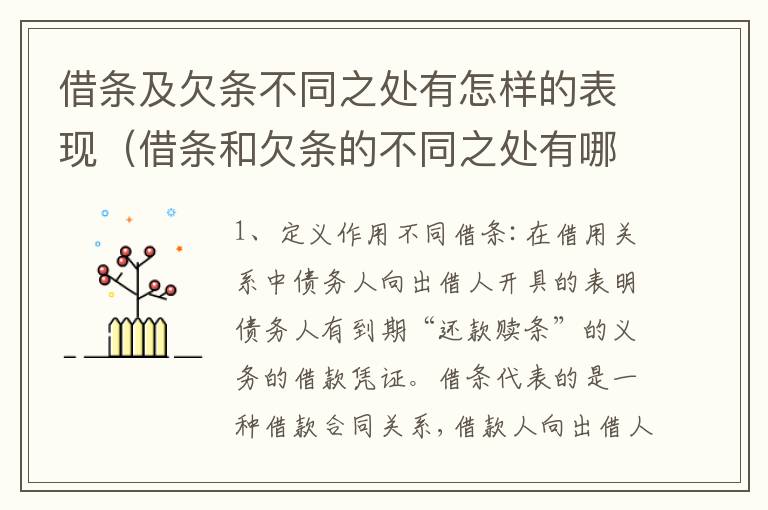 借条及欠条不同之处有怎样的表现（借条和欠条的不同之处有哪些）