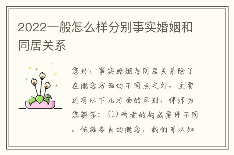 2022一般怎么样分别事实婚姻和同居关系
