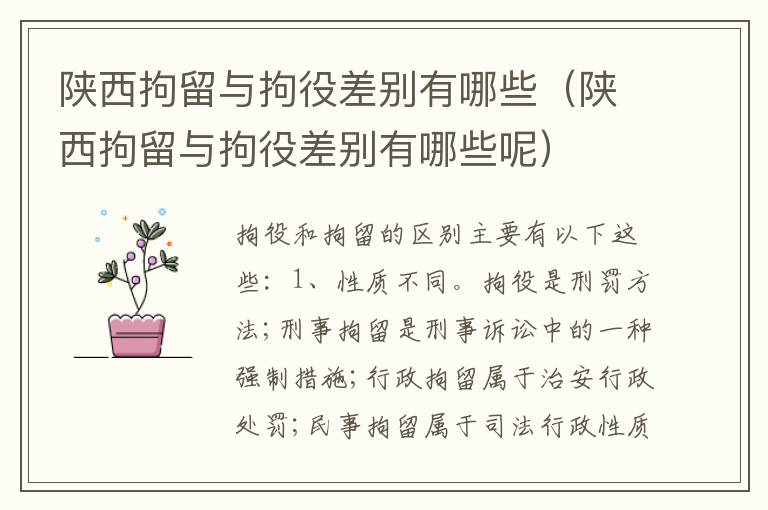 陕西拘留与拘役差别有哪些（陕西拘留与拘役差别有哪些呢）