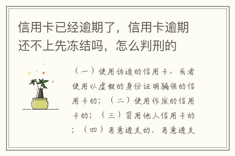 信用卡已经逾期了，信用卡逾期还不上先冻结吗，怎么判刑的