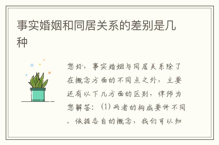 事实婚姻和同居关系的差别是几种
