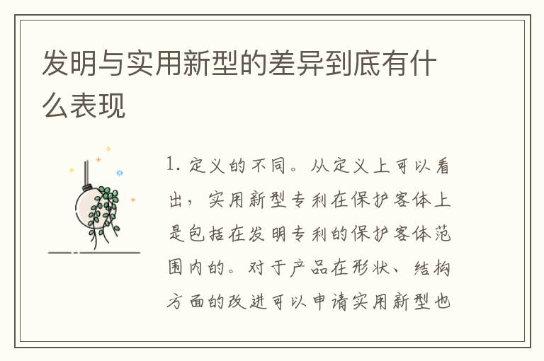 发明与实用新型的差异到底有什么表现
