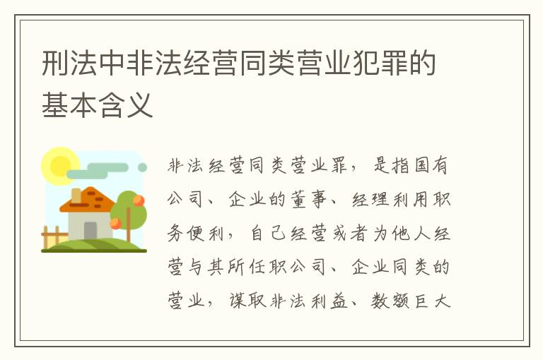 刑法中非法经营同类营业犯罪的基本含义