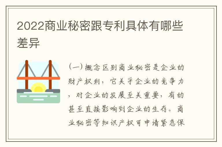 2022商业秘密跟专利具体有哪些差异