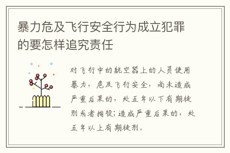 暴力危及飞行安全行为成立犯罪的要怎样追究责任