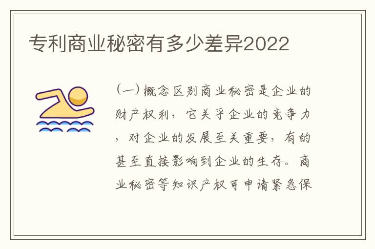 专利商业秘密有多少差异2022