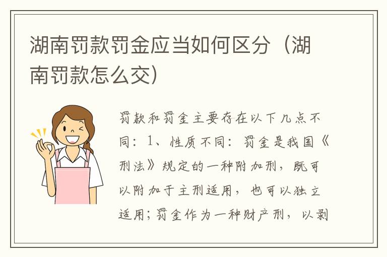 湖南罚款罚金应当如何区分（湖南罚款怎么交）
