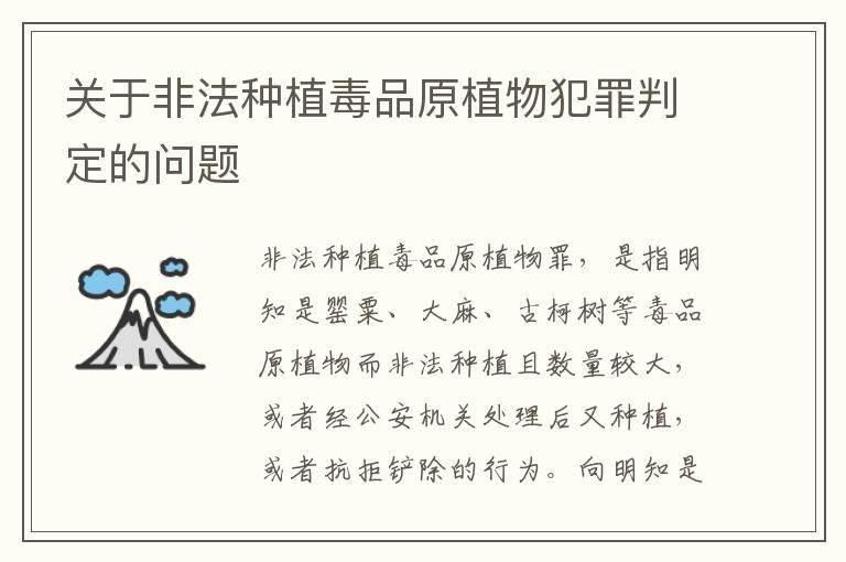 关于非法种植毒品原植物犯罪判定的问题