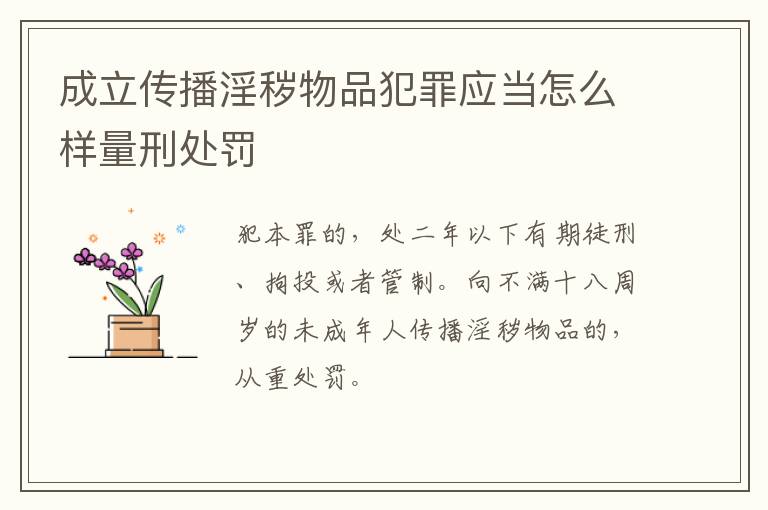 成立传播淫秽物品犯罪应当怎么样量刑处罚