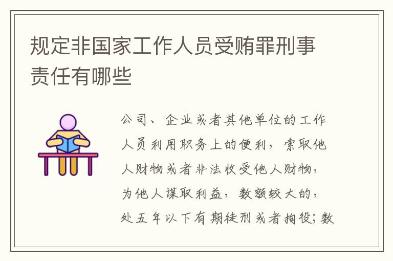 规定非国家工作人员受贿罪刑事责任有哪些
