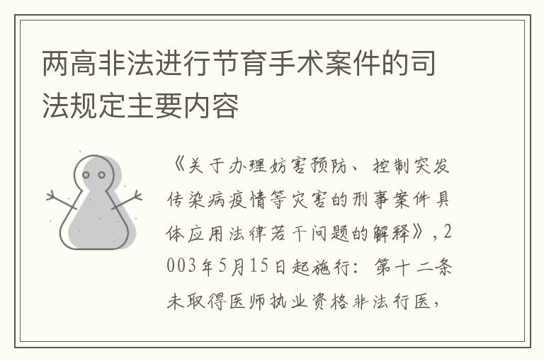 两高非法进行节育手术案件的司法规定主要内容