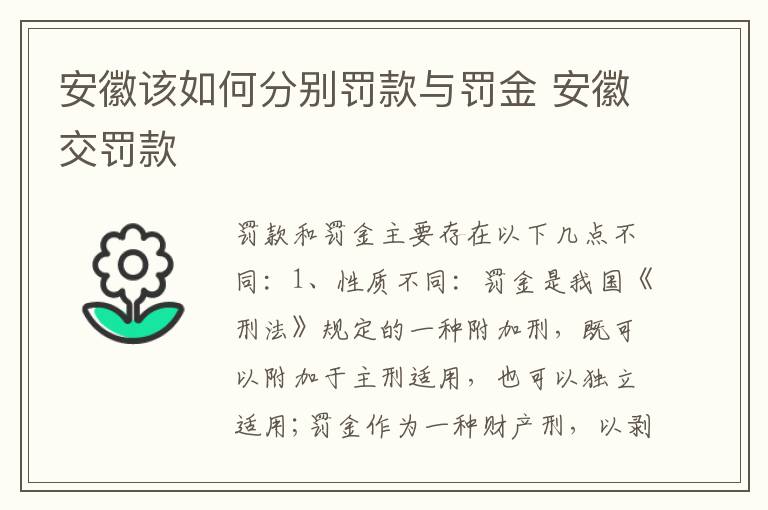 安徽该如何分别罚款与罚金 安徽交罚款