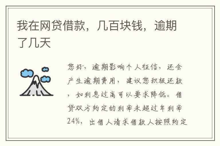 我在网贷借款，几百块钱，逾期了几天
