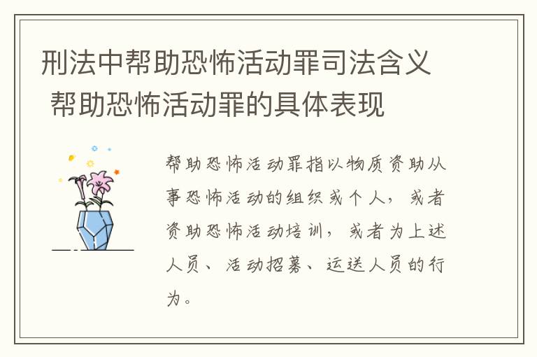 刑法中帮助恐怖活动罪司法含义 帮助恐怖活动罪的具体表现