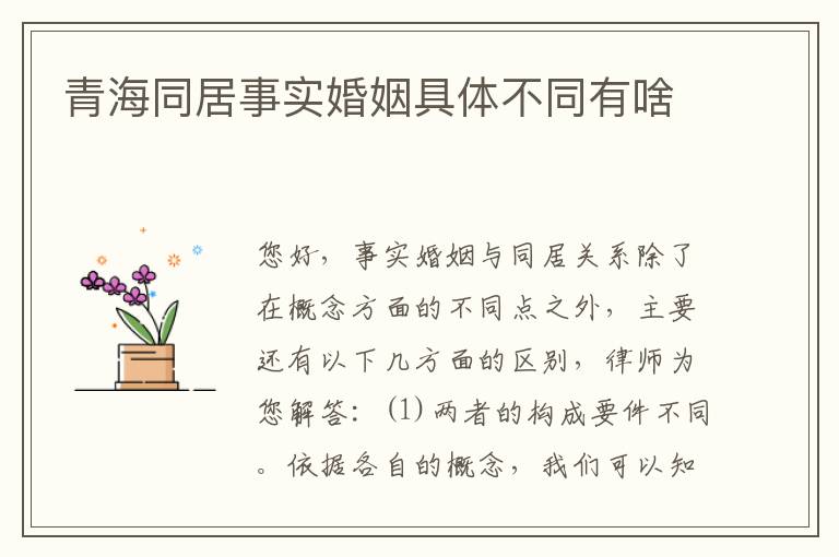 青海同居事实婚姻具体不同有啥