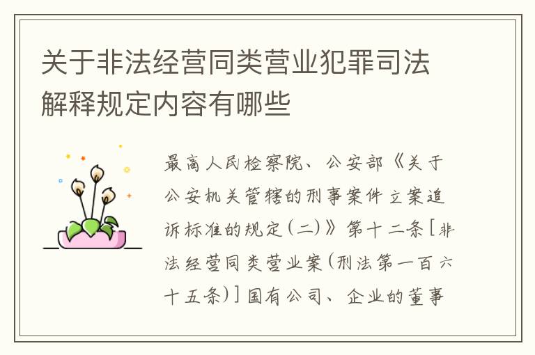 关于非法经营同类营业犯罪司法解释规定内容有哪些