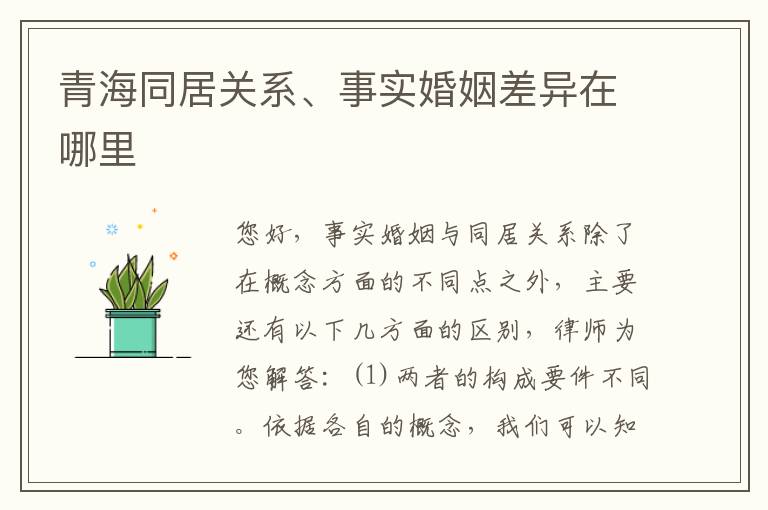 青海同居关系、事实婚姻差异在哪里