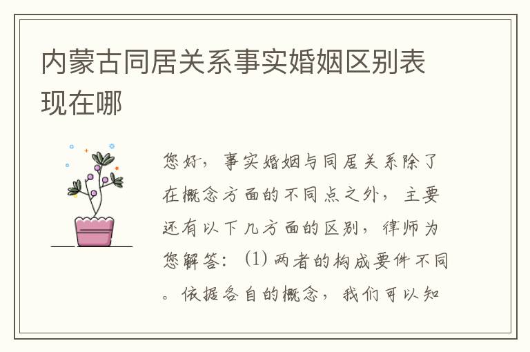 内蒙古同居关系事实婚姻区别表现在哪
