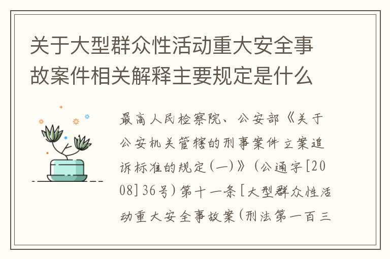 关于大型群众性活动重大安全事故案件相关解释主要规定是什么