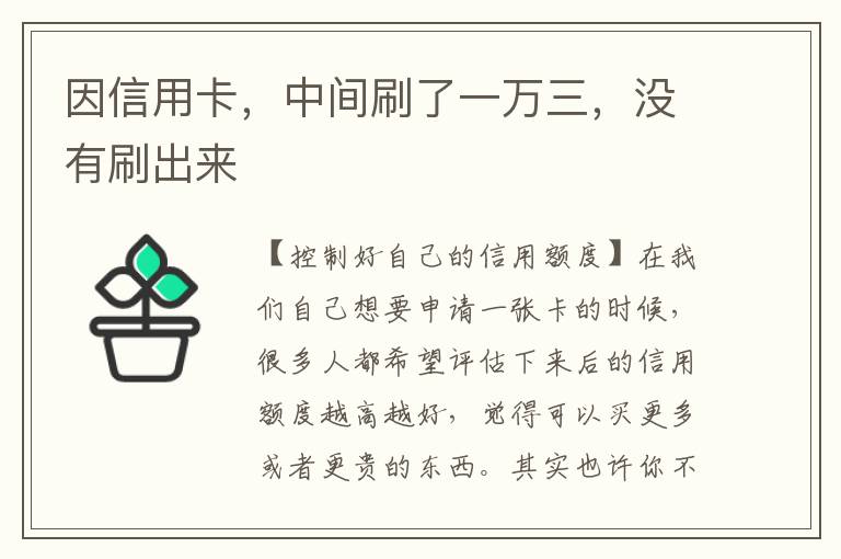 因信用卡，中间刷了一万三，没有刷出来