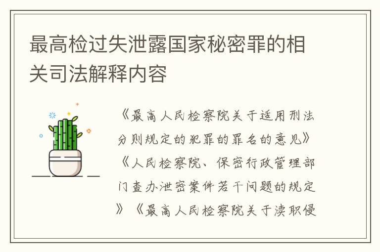 最高检过失泄露国家秘密罪的相关司法解释内容