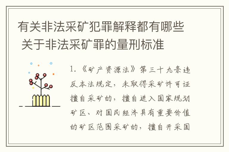 有关非法采矿犯罪解释都有哪些 关于非法采矿罪的量刑标准