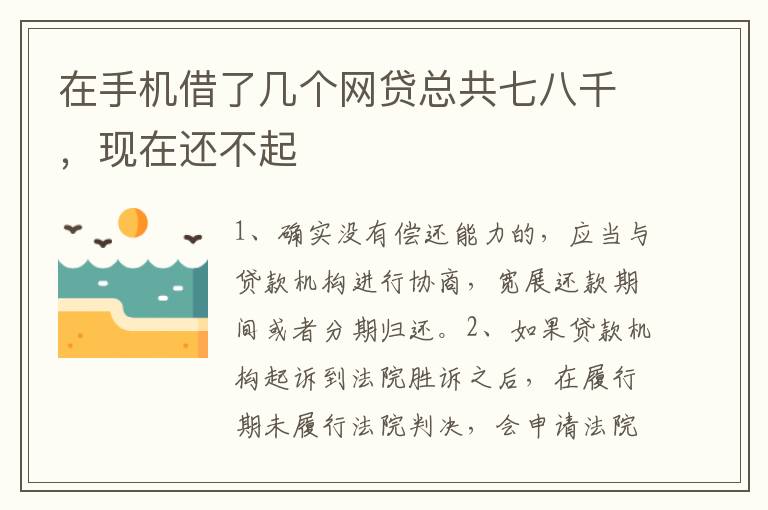 在手机借了几个网贷总共七八千，现在还不起