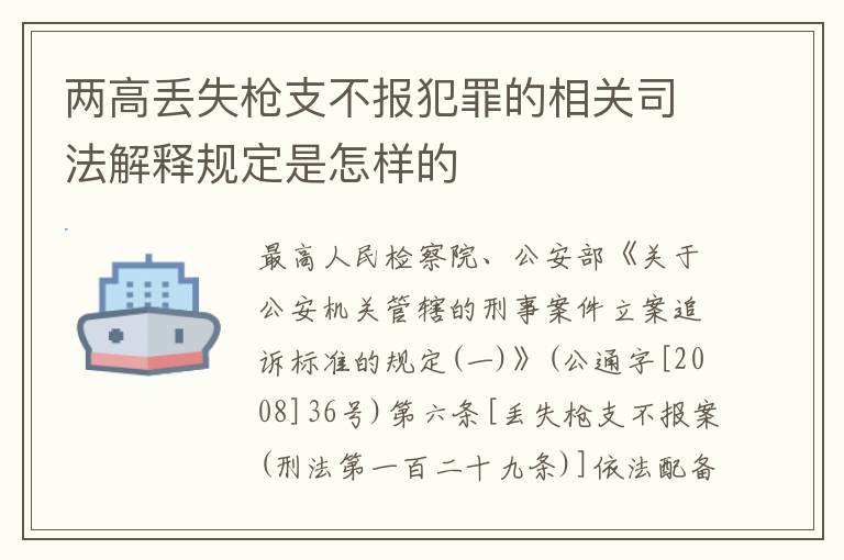 两高丢失枪支不报犯罪的相关司法解释规定是怎样的