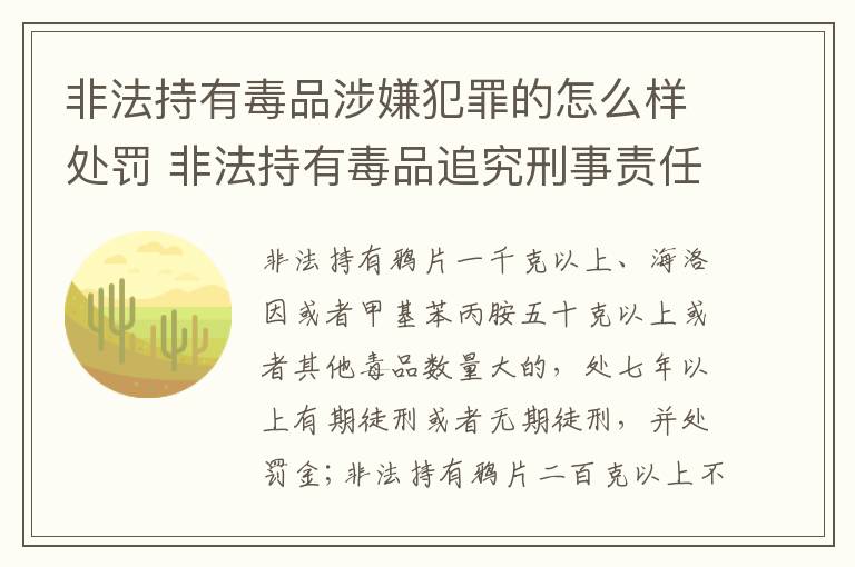 非法持有毒品涉嫌犯罪的怎么样处罚 非法持有毒品追究刑事责任吗