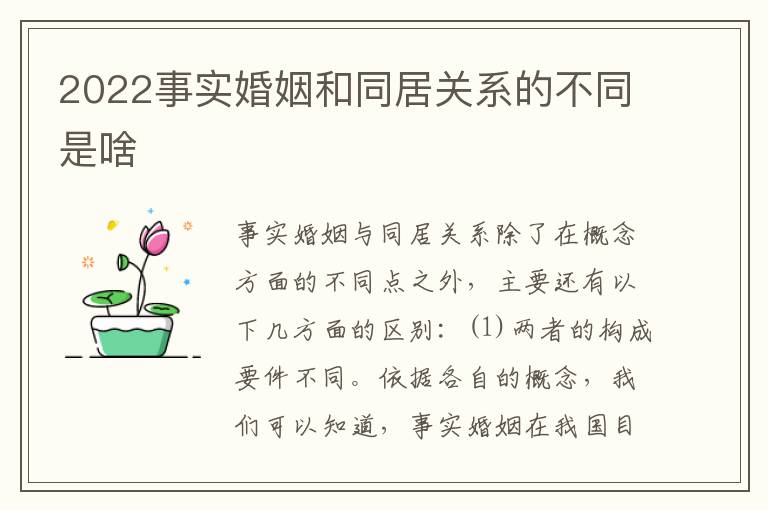 2022事实婚姻和同居关系的不同是啥