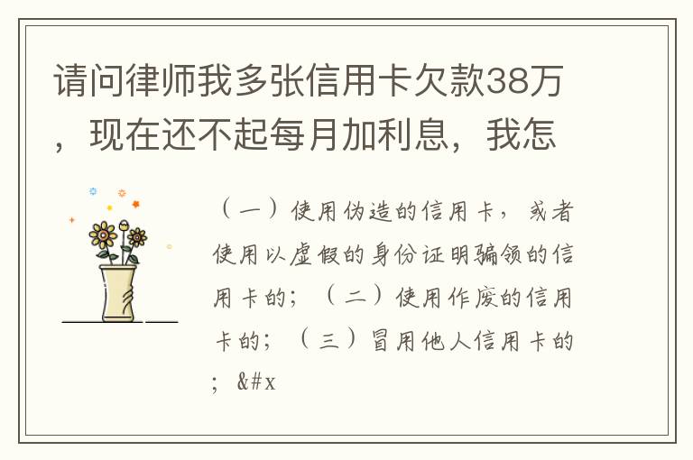 请问律师我多张信用卡欠款38万，现在还不起每月加利息，我怎么可以协商还银行