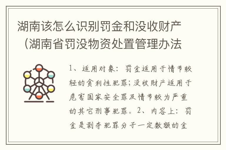 湖南该怎么识别罚金和没收财产（湖南省罚没物资处置管理办法）