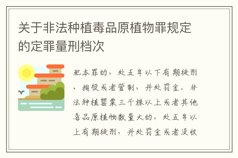 关于非法种植毒品原植物罪规定的定罪量刑档次