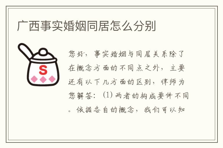 广西事实婚姻同居怎么分别