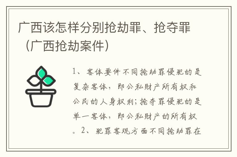 广西该怎样分别抢劫罪、抢夺罪（广西抢劫案件）
