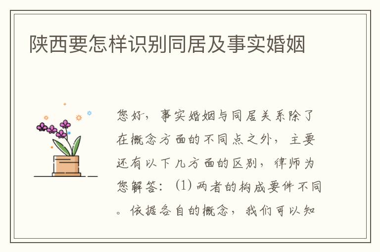 陕西要怎样识别同居及事实婚姻