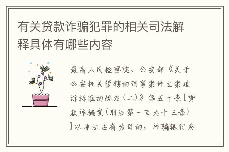 有关贷款诈骗犯罪的相关司法解释具体有哪些内容