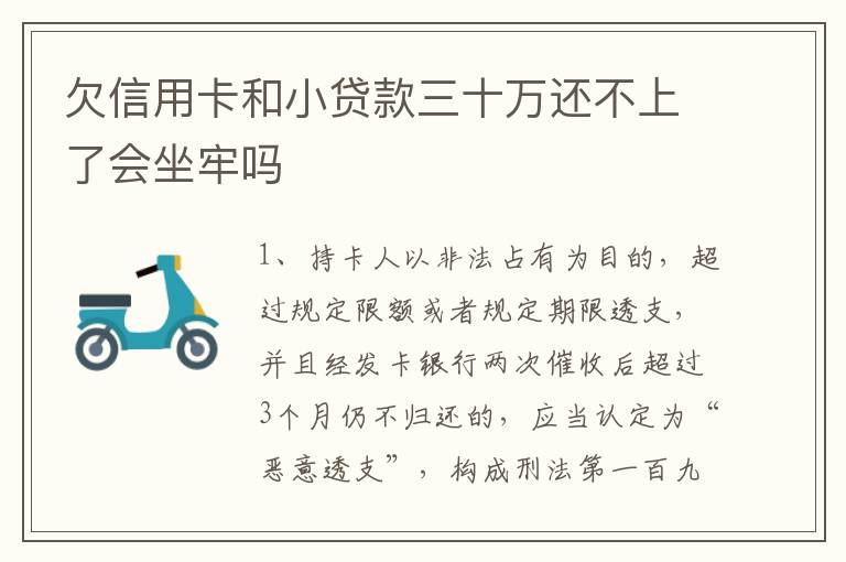 欠信用卡和小贷款三十万还不上了会坐牢吗