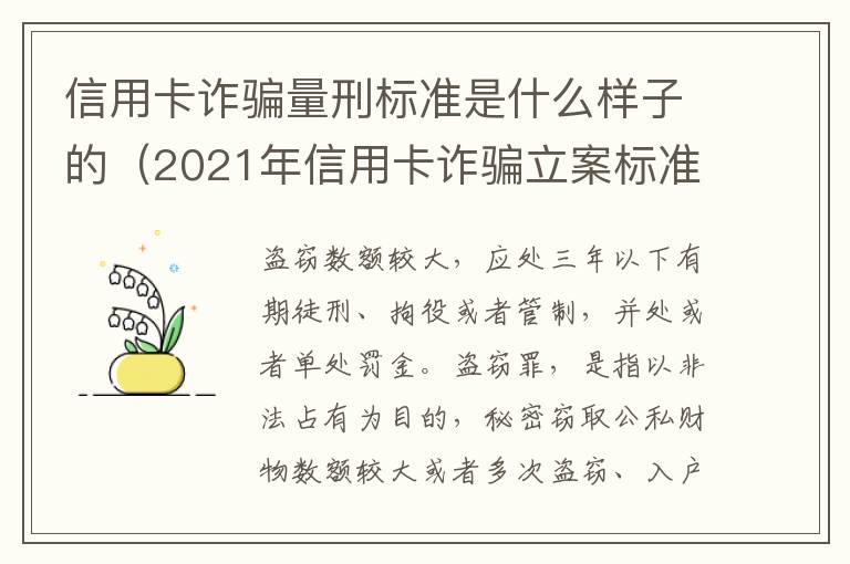 信用卡诈骗量刑标准是什么样子的（2021年信用卡诈骗立案标准）