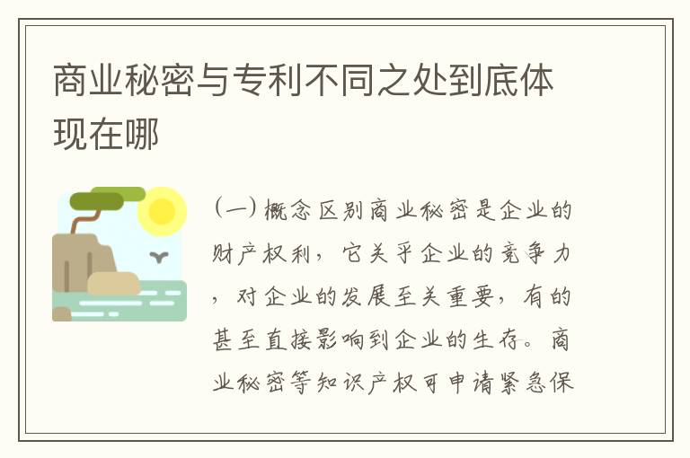 商业秘密与专利不同之处到底体现在哪