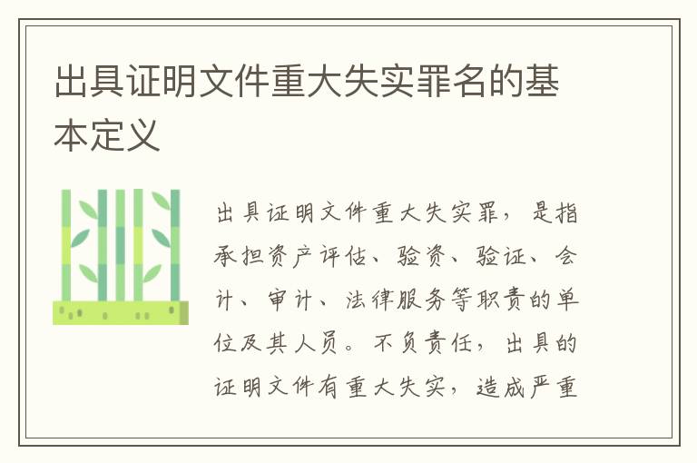 出具证明文件重大失实罪名的基本定义