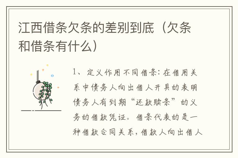 江西借条欠条的差别到底（欠条和借条有什么）