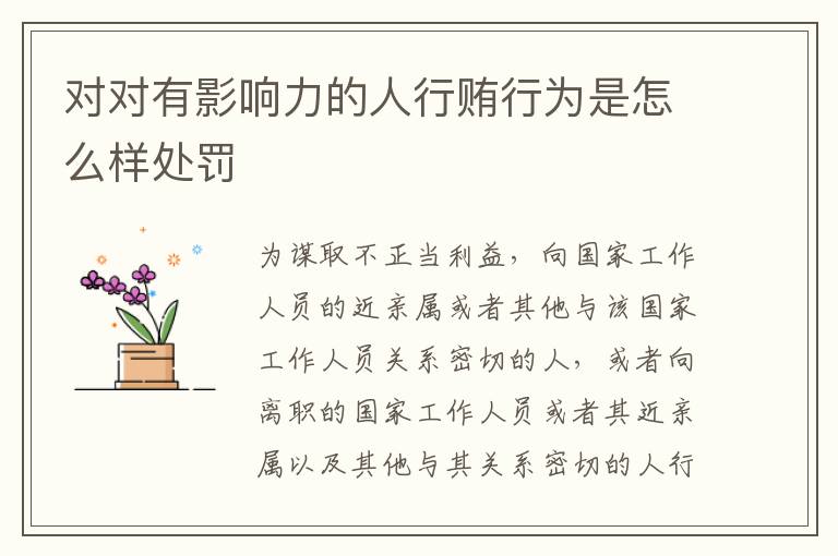 对对有影响力的人行贿行为是怎么样处罚