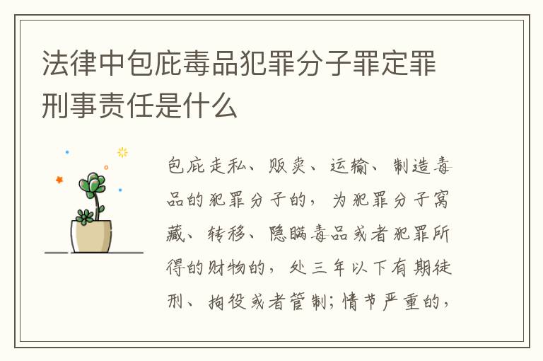 法律中包庇毒品犯罪分子罪定罪刑事责任是什么