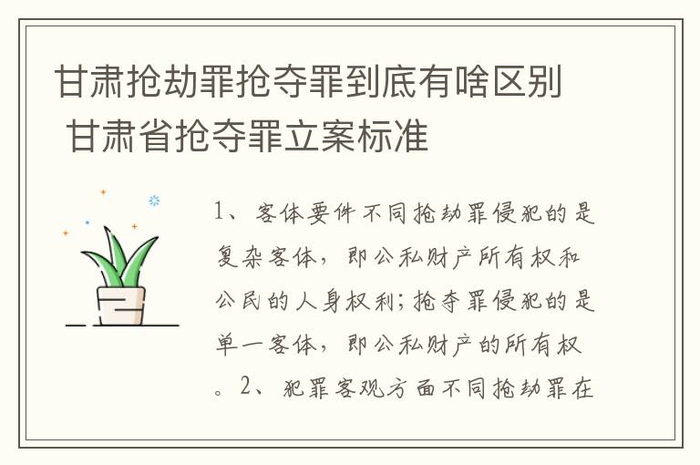 甘肃抢劫罪抢夺罪到底有啥区别 甘肃省抢夺罪立案标准