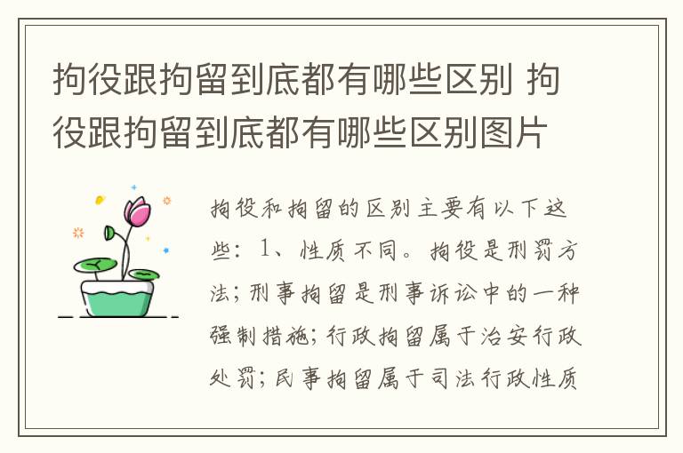 拘役跟拘留到底都有哪些区别 拘役跟拘留到底都有哪些区别图片