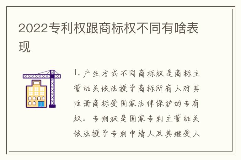 2022专利权跟商标权不同有啥表现