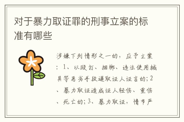 对于暴力取证罪的刑事立案的标准有哪些