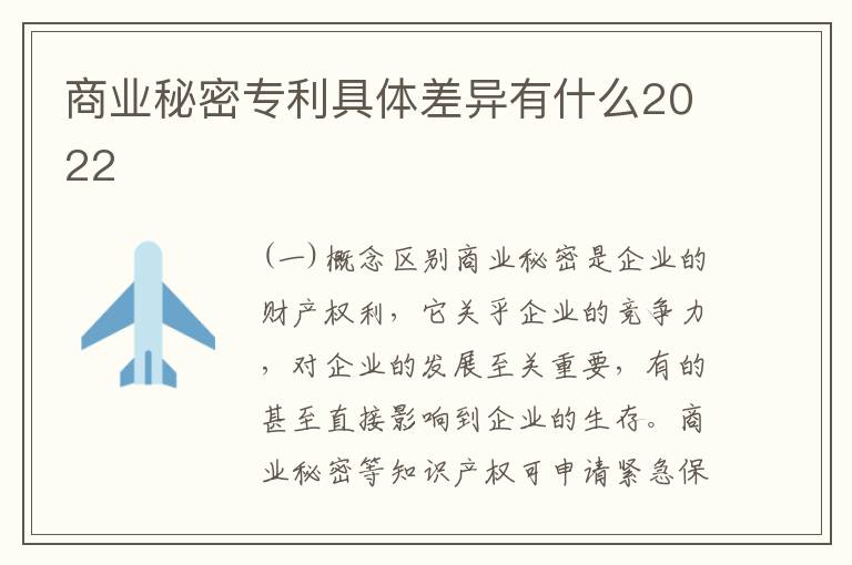 商业秘密专利具体差异有什么2022