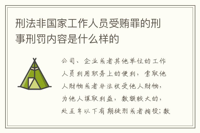 刑法非国家工作人员受贿罪的刑事刑罚内容是什么样的